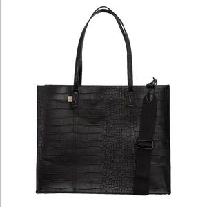 BEIS Work Tote Black Croc.